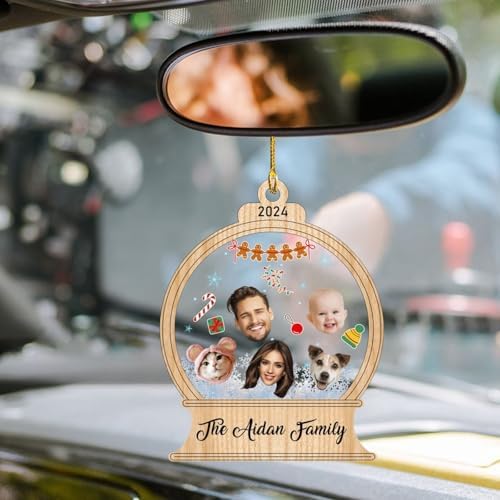 Custom Photo Christmas Ornaments 2024 - Snow Globe Family Decor for 2-7 Members