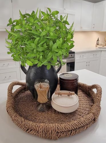 Artificial Fern Mint Leaves Stems Set 5pcs Realistic UV Resistant Decor Plants