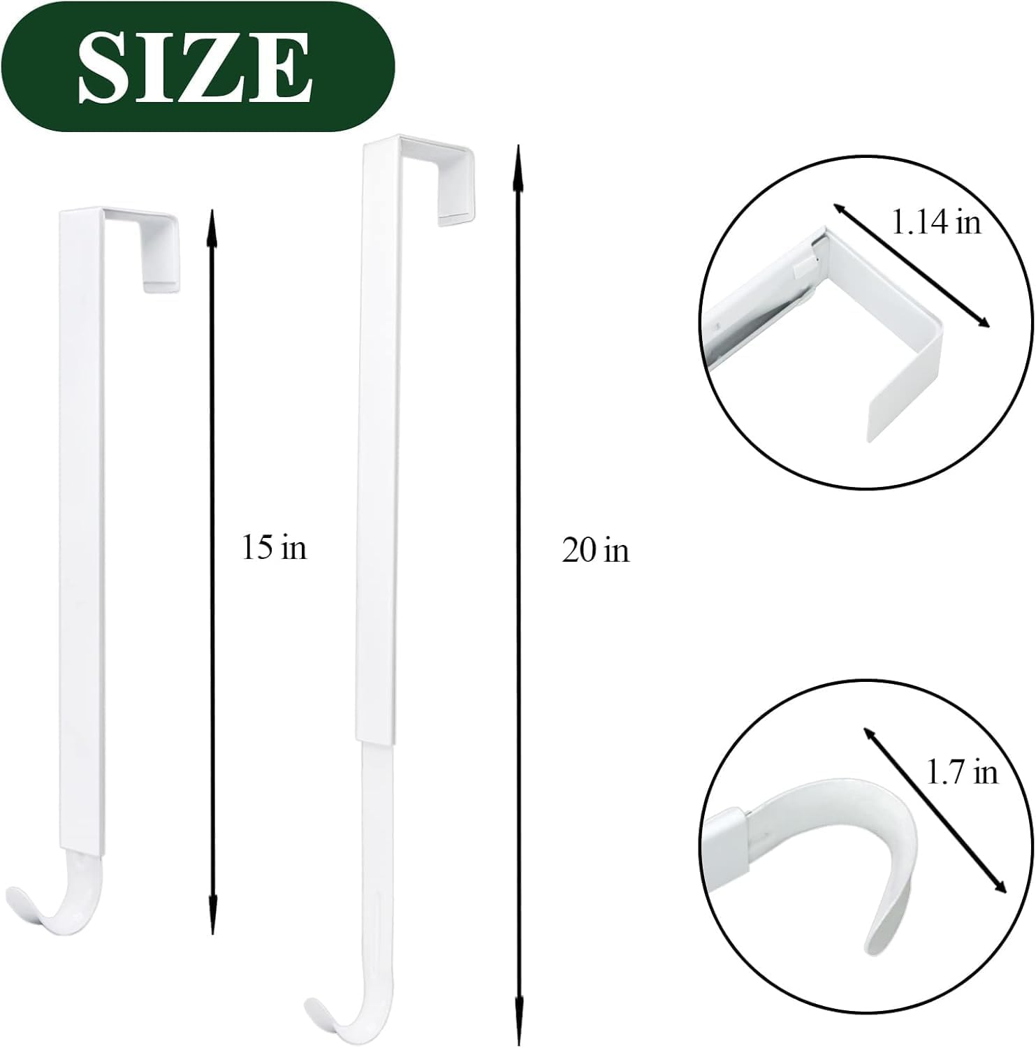 Pseutio Wreath Hanger for Front Door Adjustable 15-25 Inches 20 lbs Capacity White