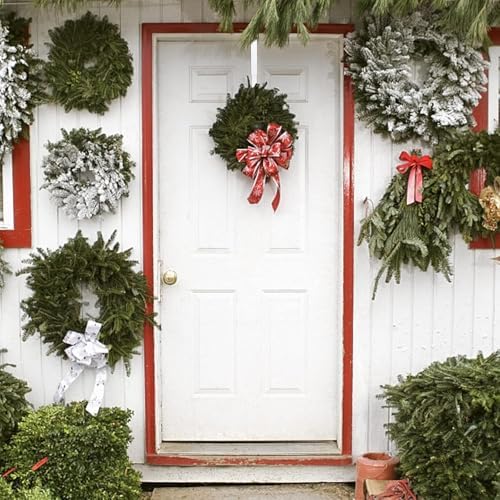 Pseutio Wreath Hanger for Front Door Adjustable 15-25 Inches 20 lbs Capacity White