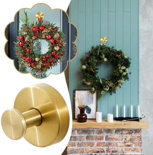 2 Pack Stainless Steel Wreath Hanger - Front Door Garland Hanger with Suction Cup