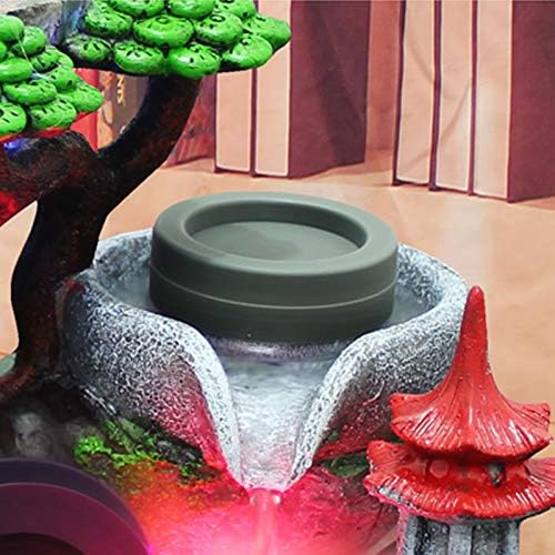 Tabletop Fountain with LED Light and Mist Resin Rockery Fountain Ornament for Home Office Decoration