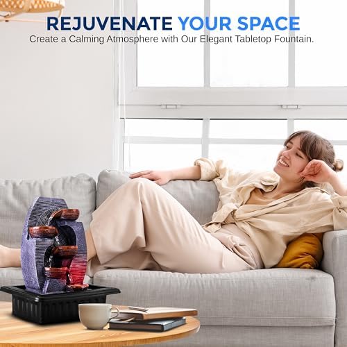 SereneLife Tabletop Water Fountain Zen Relaxing Decor for Meditation and Stress Relief