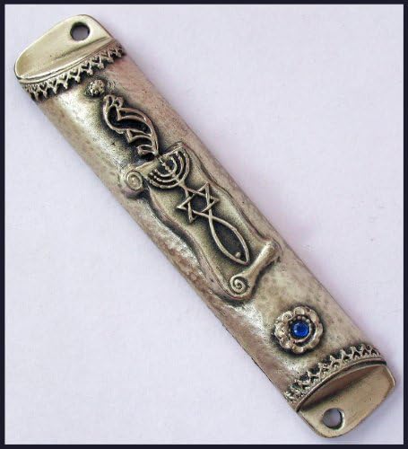 Messianic Mezuzah Pewter Silver Tone