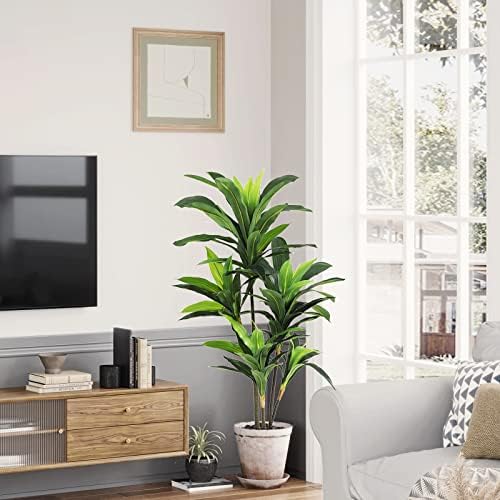 VIAGDO 4ft Artificial Dracaena Silk Plant Faux Tree for Home Decor