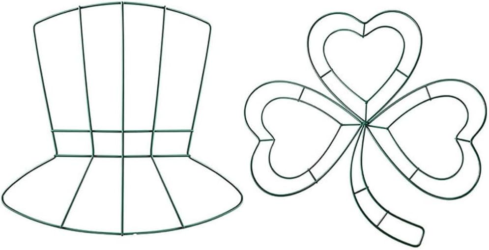 Garneck Irish Decor Flower Wreath 2pcs Shamrock Frame