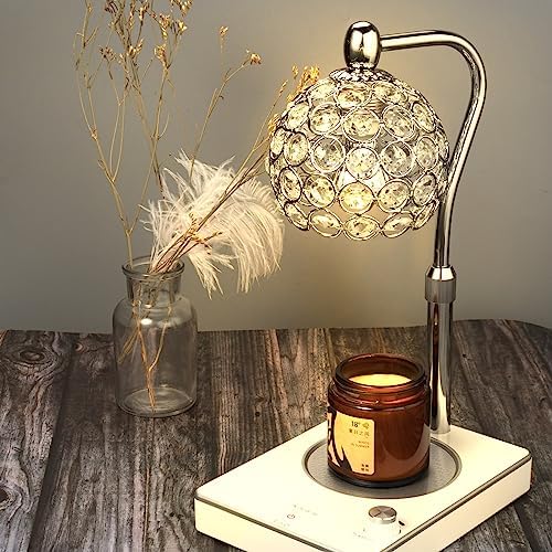 Elegant Adjustable Candle Warmer Lamp with Timer and Night Light - Silver