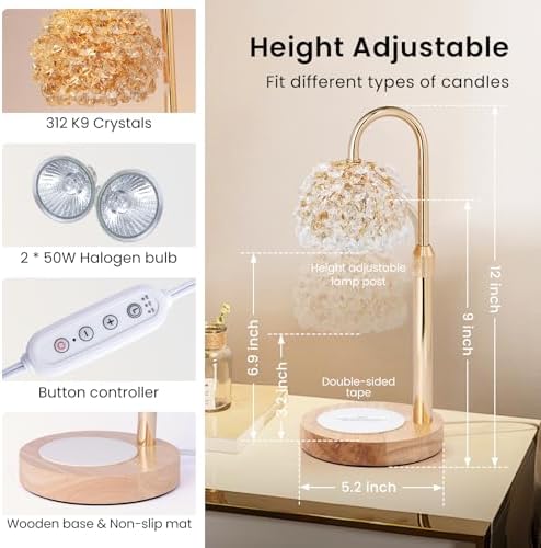 LOFTEK Candle Warmer Lamp with Timer and Adjustable Height