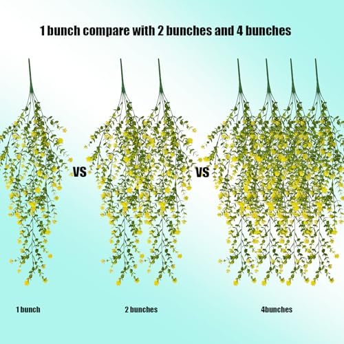 Artificial Wall Hanging Flowers UV Resistant 4 Bundles Orange Green