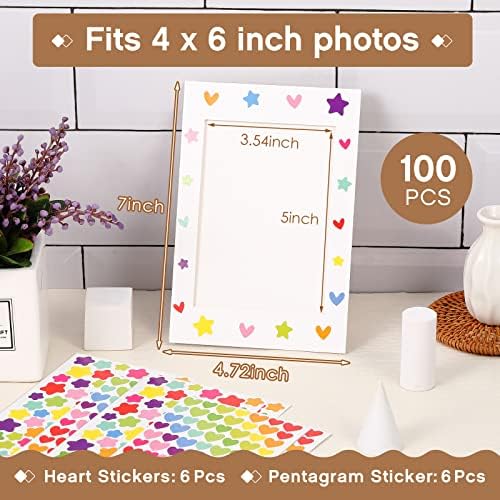 Jecery 100 Pcs White Paper Photo Frames with Easel Stand