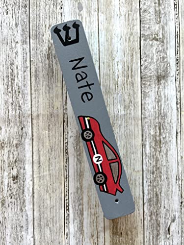 Race Car Mezuzah for Kids Wooden Scroll Holder