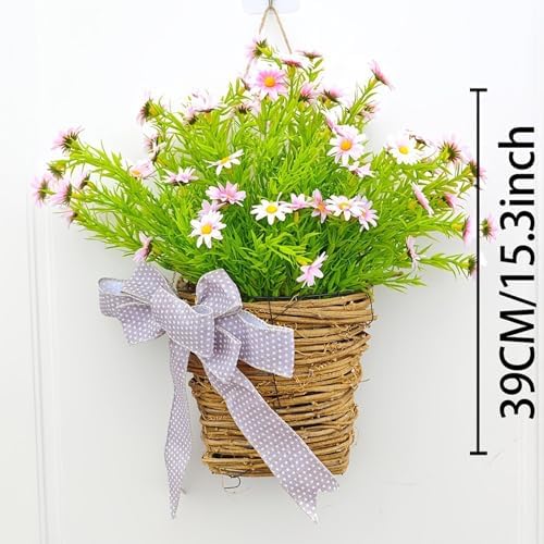 Spring Wreath Hanging Basket for Front Door Decor