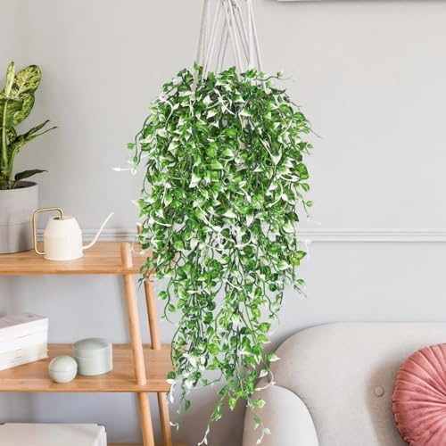 RECUTMS 4 Pack Artificial Hanging Plants 33 Inch Ivy Swag UV Resistant Faux Eucalyptus Greenery Decor
