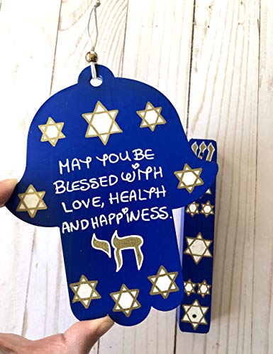 Lea Joelle Hamsa and Mezuzah Set Cobalt Blue