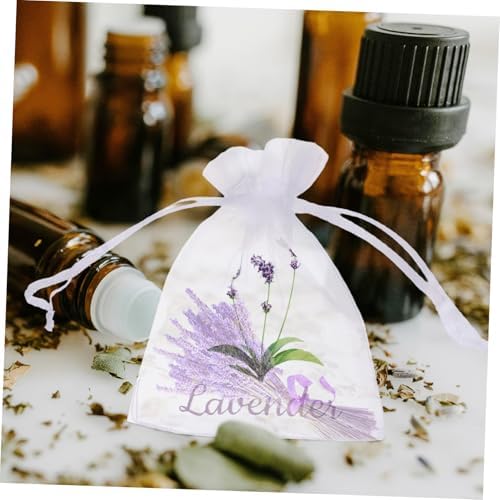 Garneck 20pcs Lavender Sachet Bags Empty Drawstring Mesh Pouches for Herbs and Dried Flowers Refillable Storage