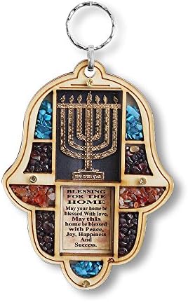 My Daily Styles Jewish Wooden Hamsa Menorah Wall Decor
