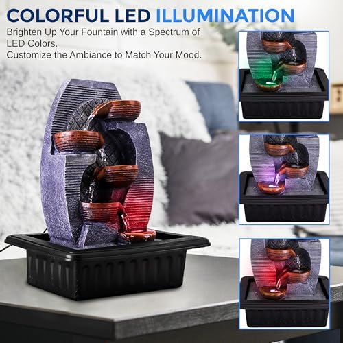 SereneLife Tabletop Water Fountain Zen Relaxing Decor for Meditation and Stress Relief