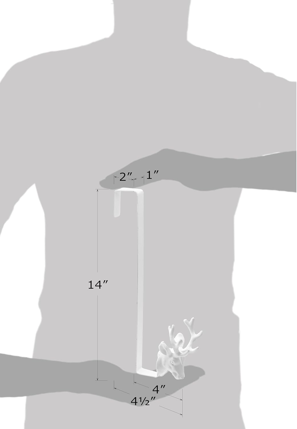 Red Co 14 Decorative Metal Door Wreath Hanger with Reindeer Tip White