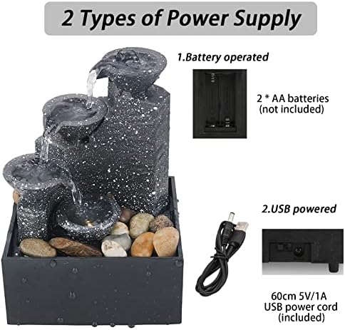 GWZiehory 4-Tier Tabletop Water Fountain for Home Office Relaxation