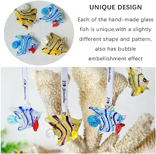 Set of 2 Blown Glass Tropical Fish Decorative Ornaments for Christmas Tree and Holiday Home Decor