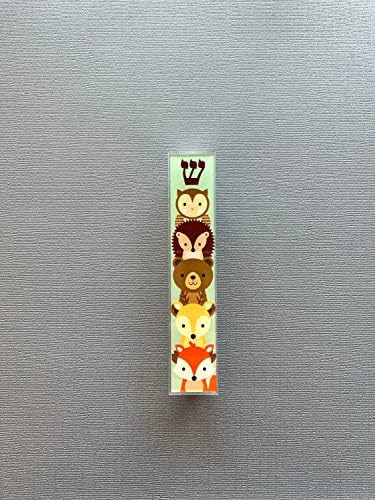 Childrens Mezuzah Scroll Case with Acrylic Aluminum Design
