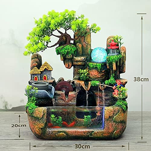 Tabletop Fountain with 12LED Lights and Atomizer for Home Office Relaxation