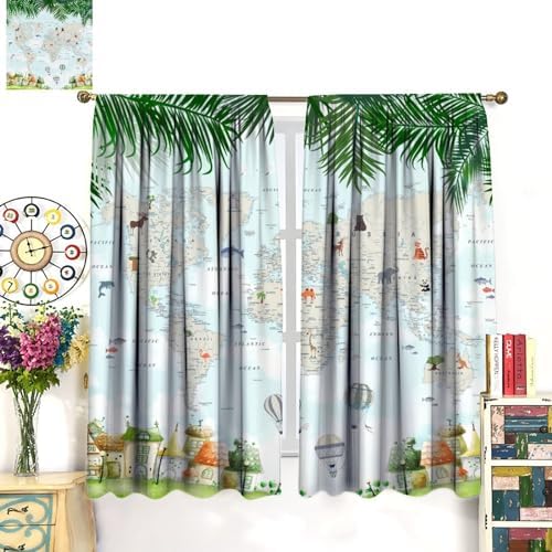 Cute Cartoon Map Curtains for Kids