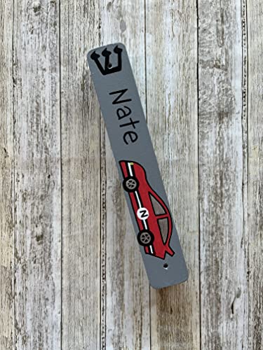 Race Car Mezuzah for Kids Wooden Scroll Holder