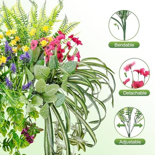 12 Bundle Artificial Greenery for Outdoor Decor