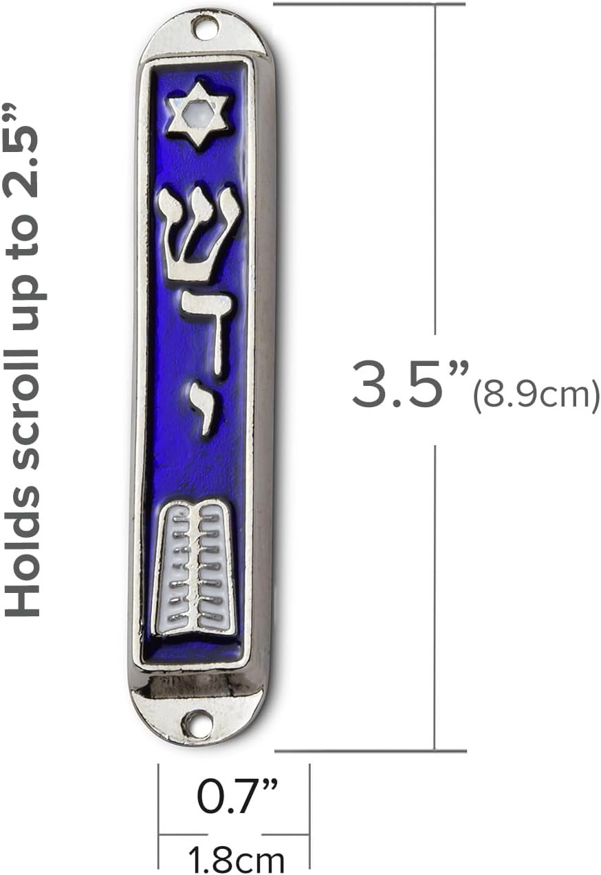 Peer Hastam 10 Commandment Mezuzah Silver Tone 35 Inch Case