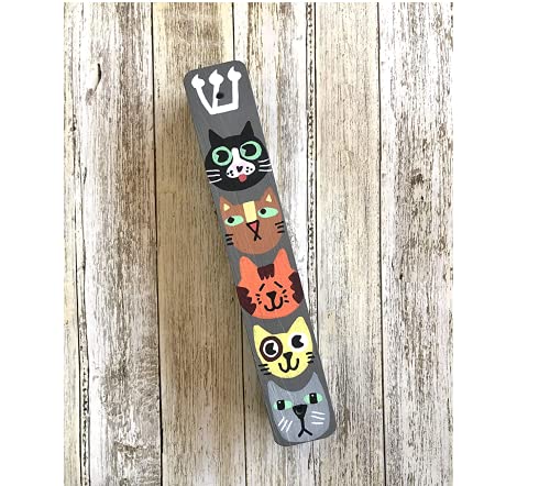 Lea Joelle Cat Mezuzah Scroll Case Gray