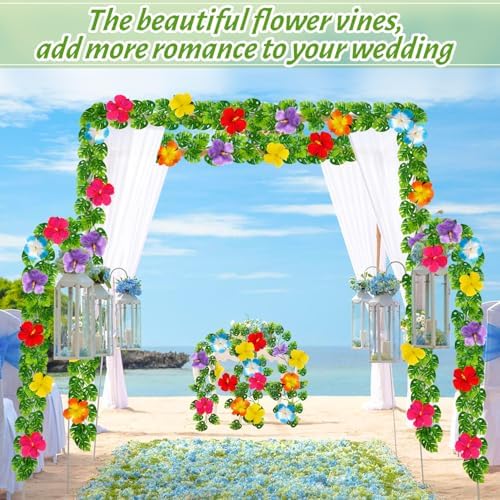 4 pcs Artificial Monstera Leaf Vines 59 FT Hanging Plants Garland