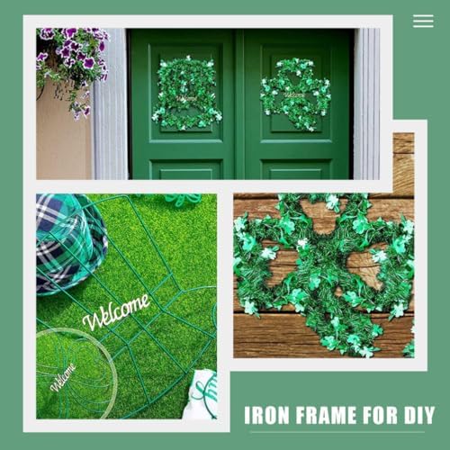 Garneck Irish Decor Flower Wreath 2pcs Shamrock Frame