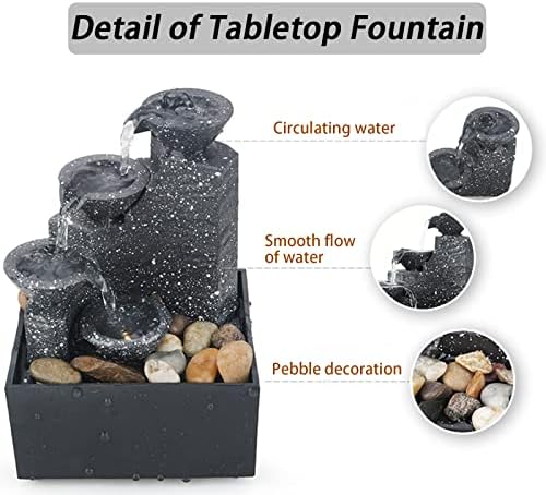 GWZiehory 4-Tier Tabletop Water Fountain for Home Office Relaxation