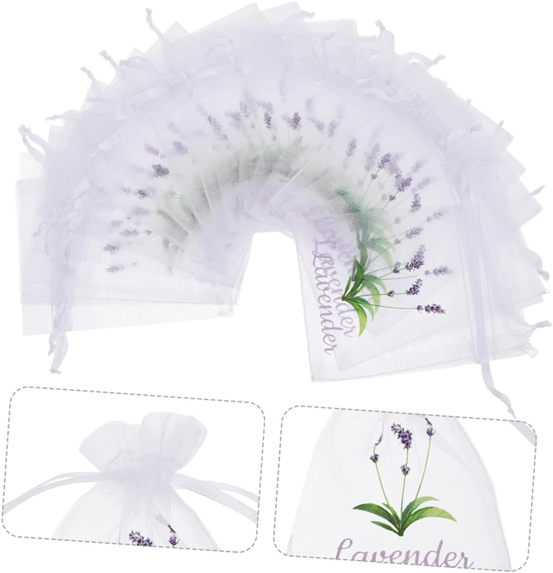 Garneck Lavender Storage Bags 50pcs Drawstring Pouches for Fragrance Tea Loose Items