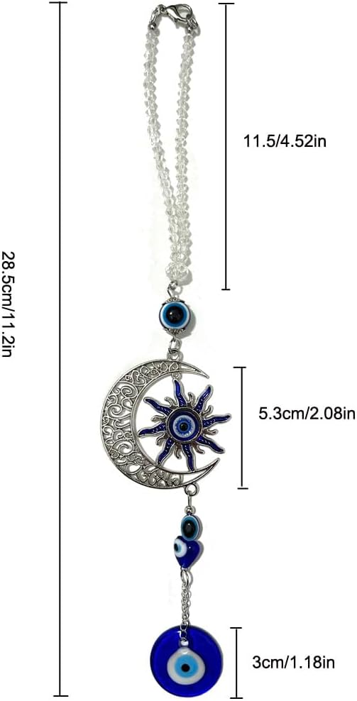 Sun and Moon Blue Evil Eye Wall Hanging Decor