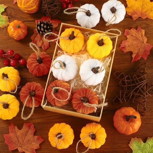 16PCS Fall Thanksgiving Pumpkin Hanging Velvet Decorations