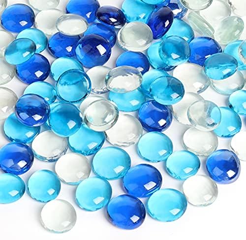 FUTUREPLUSX 5 Lb Blue Mixed Flat Glass Marbles Vase Fillers