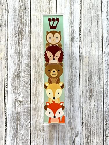 Childrens Mezuzah Scroll Case with Acrylic Aluminum Design
