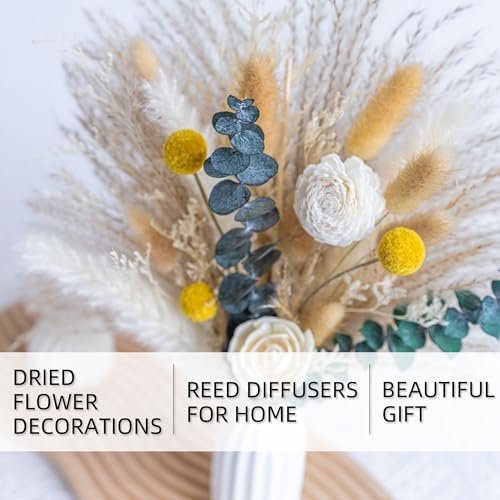Pampas Grass Decor with White Ceramic Vase