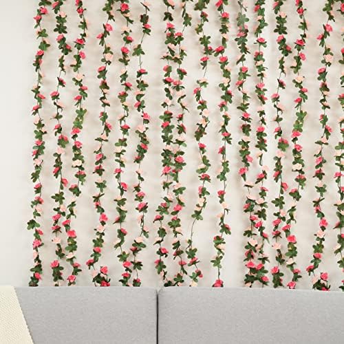 BLEUM CADE Artificial Rose Garland with String Lights 5Pcs