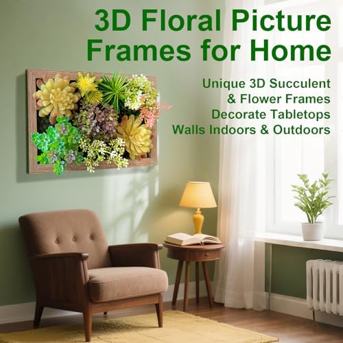 3D Artificial Succulent Floral Frame for Desk and Wall Decor
