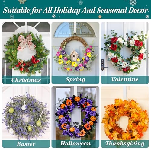 HOOSUN 14 Inch Metal Wreath Door Hanger for Halloween and Christmas