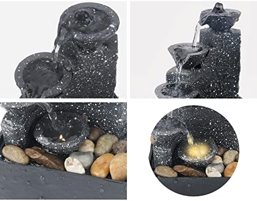 GWZiehory 4-Tier Tabletop Water Fountain for Home Office Relaxation