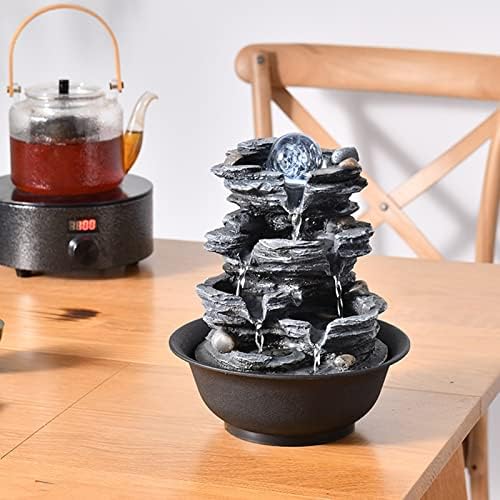HIHELO Desktop Fountain with Resin Rock and Rotating Ball
