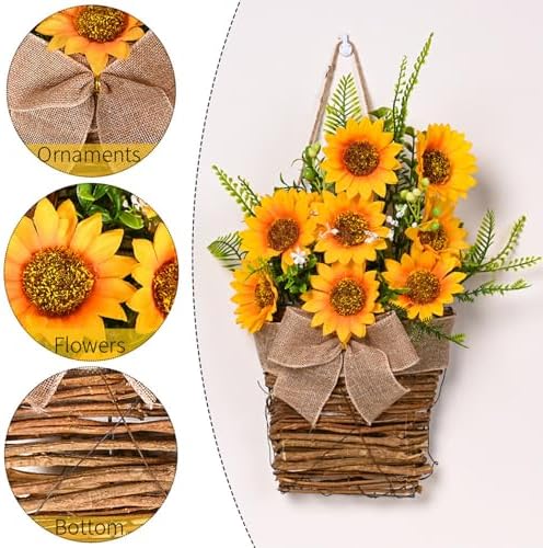 Artificial Sunflower Door Wreath 1732 Inch Yellow Hanging Decor