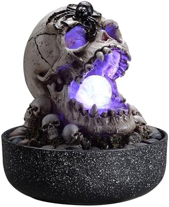 Gothic Skull Water Fountain with LED Light