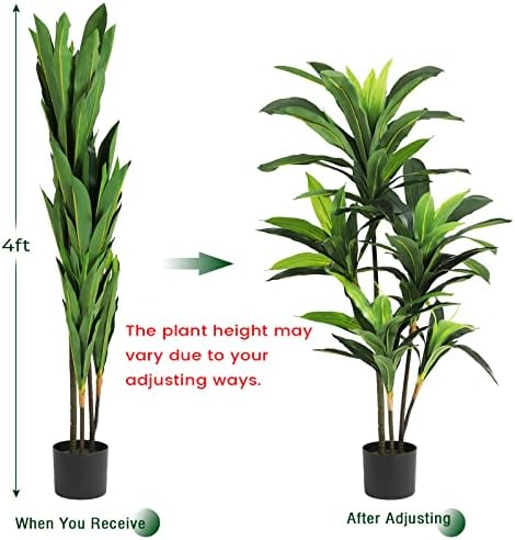 VIAGDO 4ft Artificial Dracaena Silk Plant Faux Tree for Home Decor