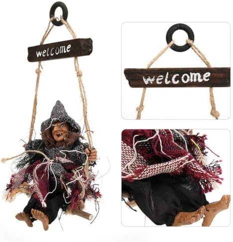 VINGVO Halloween Witch Broom Door Wreath Decor