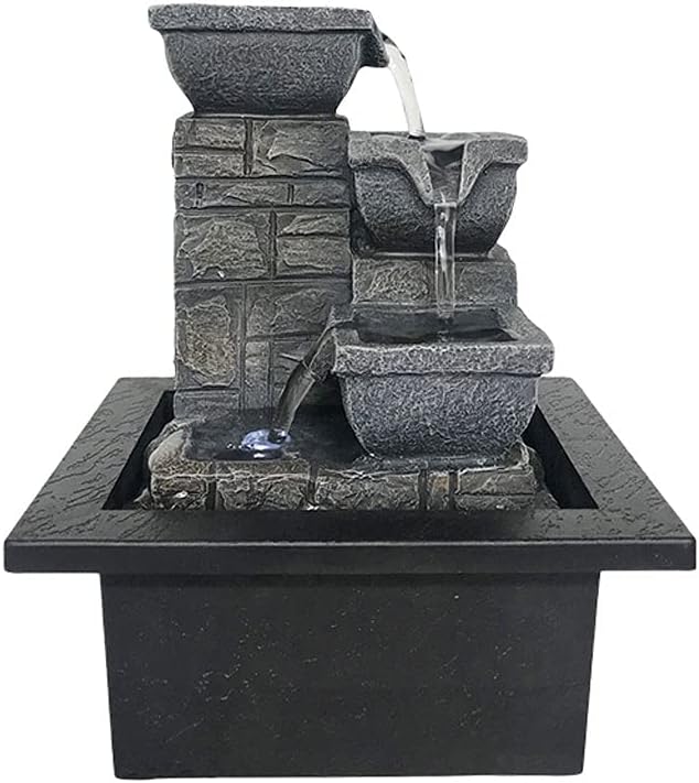 XXZY 4-Tiered Tabletop Fountain with Square Base